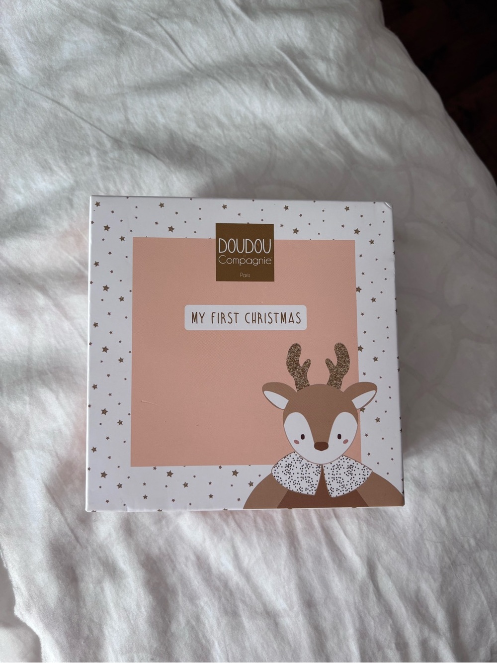 Doudou Compagnie 'My First Christmas' Gift Box Reindeer baby slippers